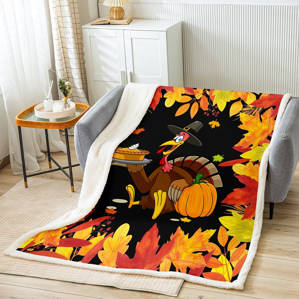 Coperta Autunnale Con Foglie D'Acero: Flanella Morbidissima 152x203 Cm - Pile Peluche Caldo Per Divano E Letto, Regalo Natale - 2