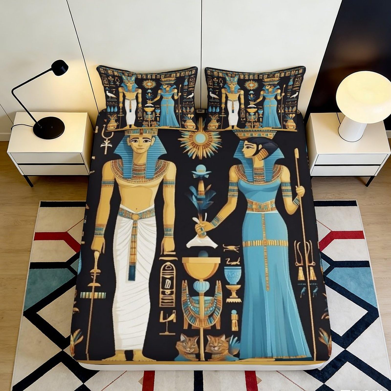 3D Printed Donut Pattern Fitted Sheet Microfiber Deep Pocket Non-Slip Bedroom Bedding Donut Mattress Fitted Cover 140x200x25cm