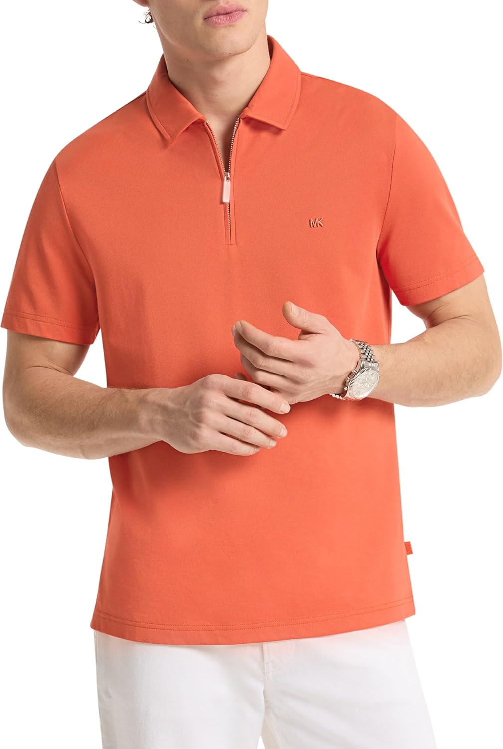 Michael Kors Men's Sleek Pique Short Sleeve Zip Polo