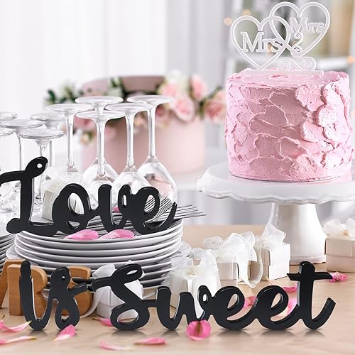 Miniatura 3 de Letrero hueco de madera con texto en inglés "Love Is Sweet" para mesa de postre, letras de madera con texto en inglés "Love Is Sweet" para estante