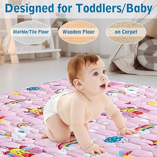 Miniatura 6 de ASXEU Tapete de juego para bebés de 50 x 50 pulgadas, cómodo, inodoro, antideslizante, fácil de limpiar, versátil tapete de juego para bebés y niños