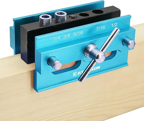 Miniatura 7 de Kingson Plantilla de clavija autocentrante, herramienta de guía de taladro de orificio de clavija de madera con juego de bujes de guía de taladro