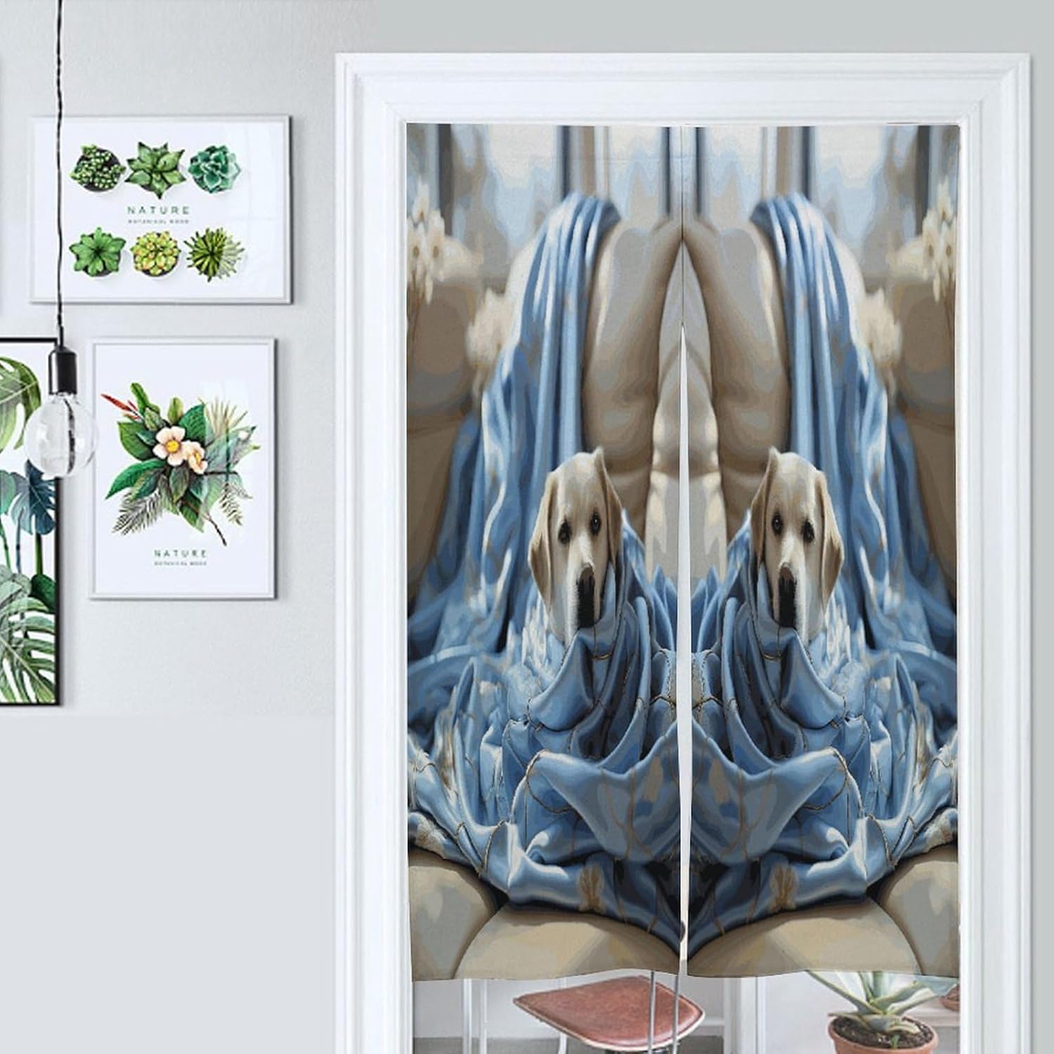 Dog Wrapped in Blanket Door Curtain Printed Doorway Noren Japanese Style Doorway Room Divider Curtains for Privacy Partition Divider Kitchen Home Decorations Wall Hanging
