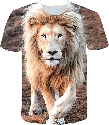 Men's 3D Lion T-Shirt - Bold Animal Print Casual Short Sleeve Tee For Summer