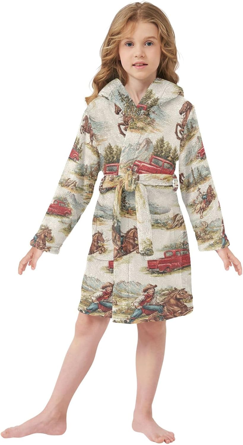 Bathrobe Hooded PJ Robe Soft Fleece Robe Pajama Sleepwears 2-12 Years