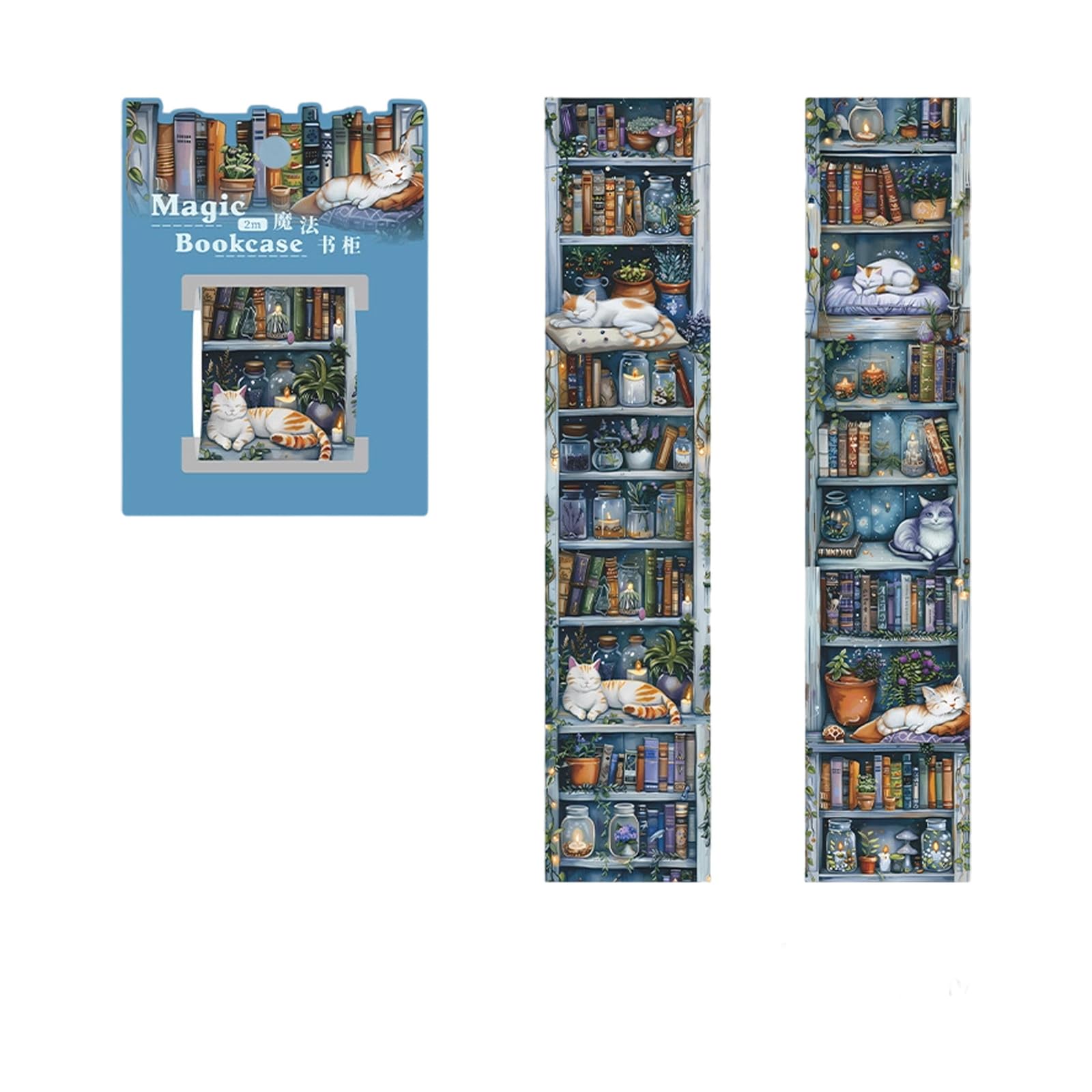 Bookshelf Theme Decorative Tape 40mmX2m Scrapbooking Decoration Sticker for Journal Planner Notebook Wrapping Water Resistant Scrapbook Supplies