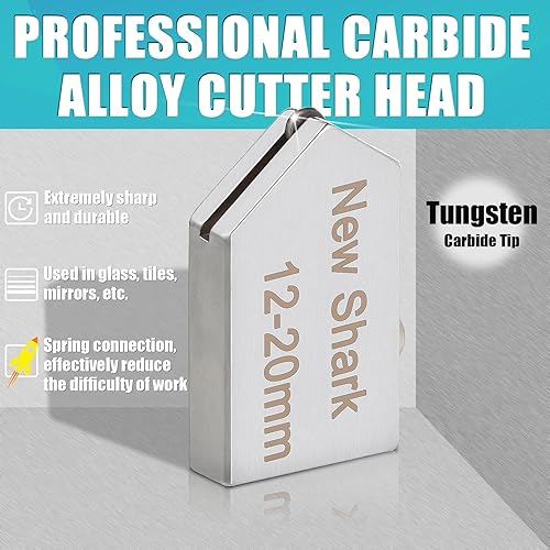 Miniatura 3 de NewShark Cortador de vidrio con empuñadura de pistola (0.079-0.787 pulgadas), agarre ergonómico, herramientas de corte de vidrio de carburo de