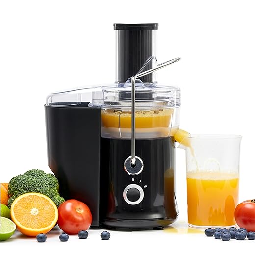 Simple Deluxe Juicer Machines, 480W Centrifugal Juicer Extractor with Wide Mouth 2.6" Feed Chute for Fruit Vegetable, Electric Juicer with 2-Speed Quick Juicing, Easy to Clean, BPA-Free, Black