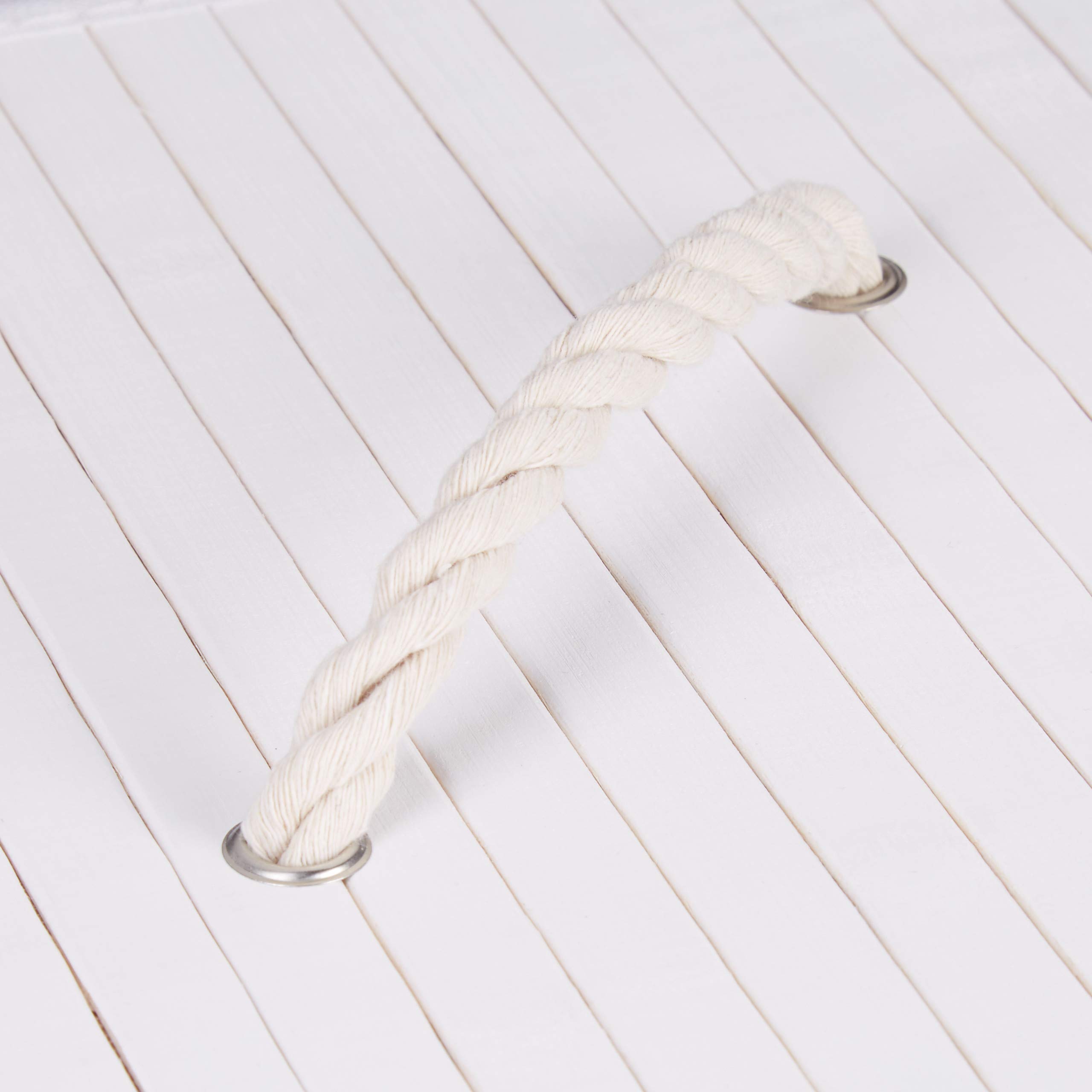 Relaxdays Cesto Ropa Sucia Esquinero, Cubo Colada Plegable con Tapa, Canasta, Bambú, 65 x 49,5 x 37 cm, Color Blanco