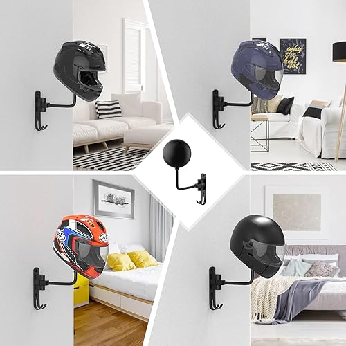 Miniatura 7 de Colgador de Casco para Pared Giratorio 180 Soporte para Casco para Motocicleta Bicicleta Carreras Ropa Exterior Equipo Deportivo