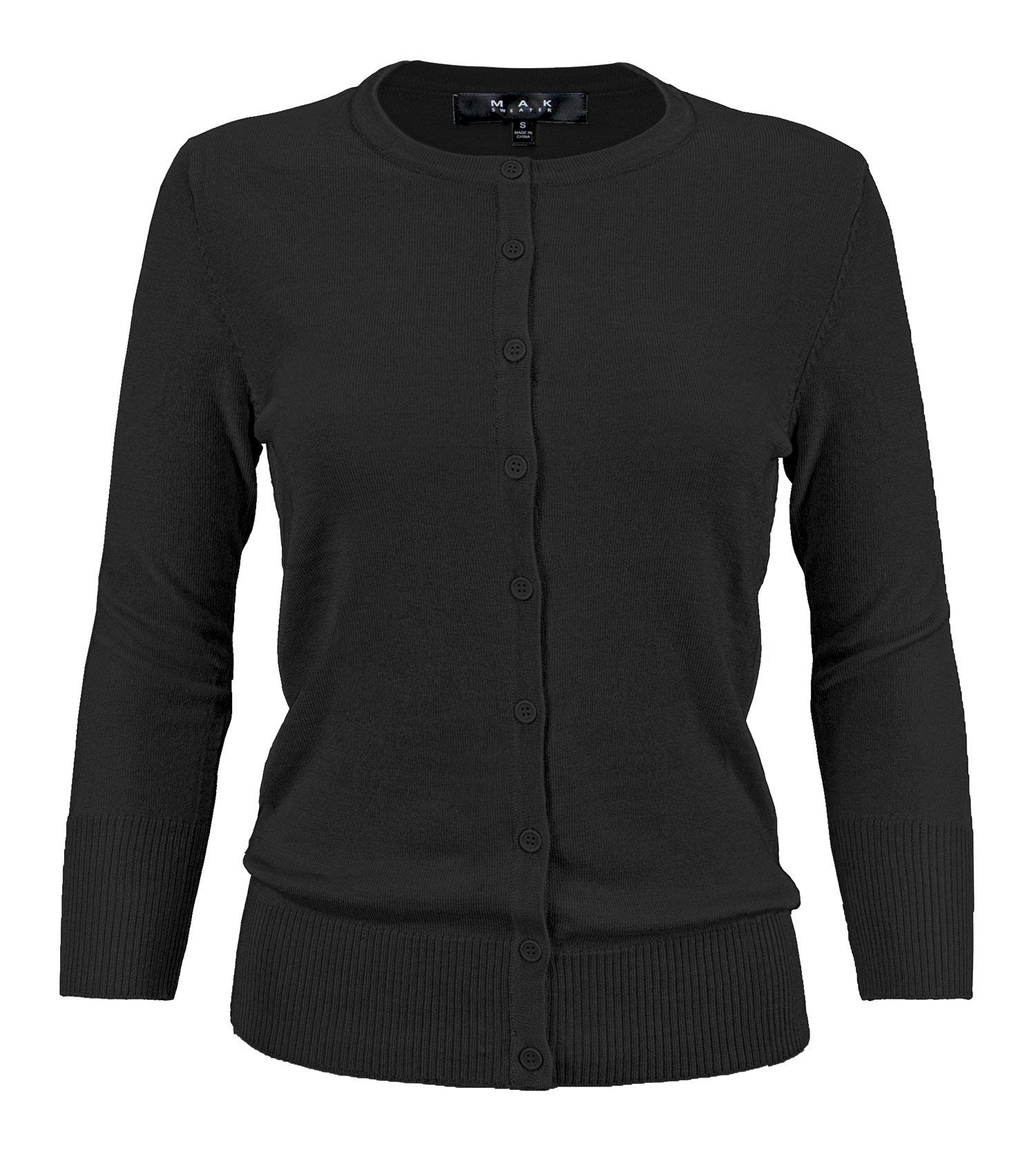 YEMAKWomen's Knit Cardigan Sweater – 3/4 Sleeve Crewneck Basic Classic Casual Button Down Soft Lightweight Top (S-3XL)