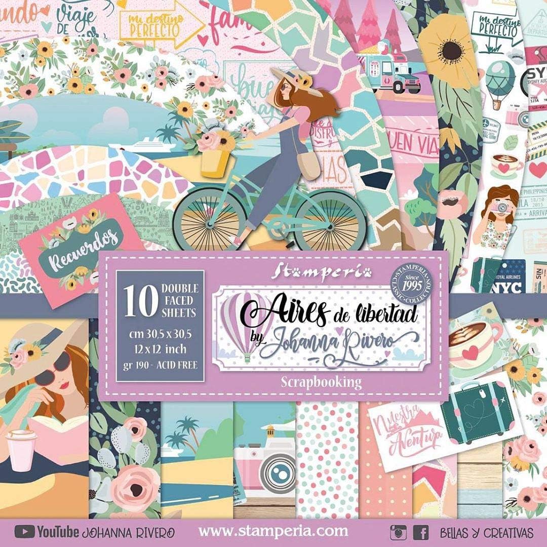 StamperiaInternational KFT Paper Pad 10 Sheets Double Sided Aires de Libertad, Multicoloured, 30.5 x 30.5 (12" x 12"),SBBL62