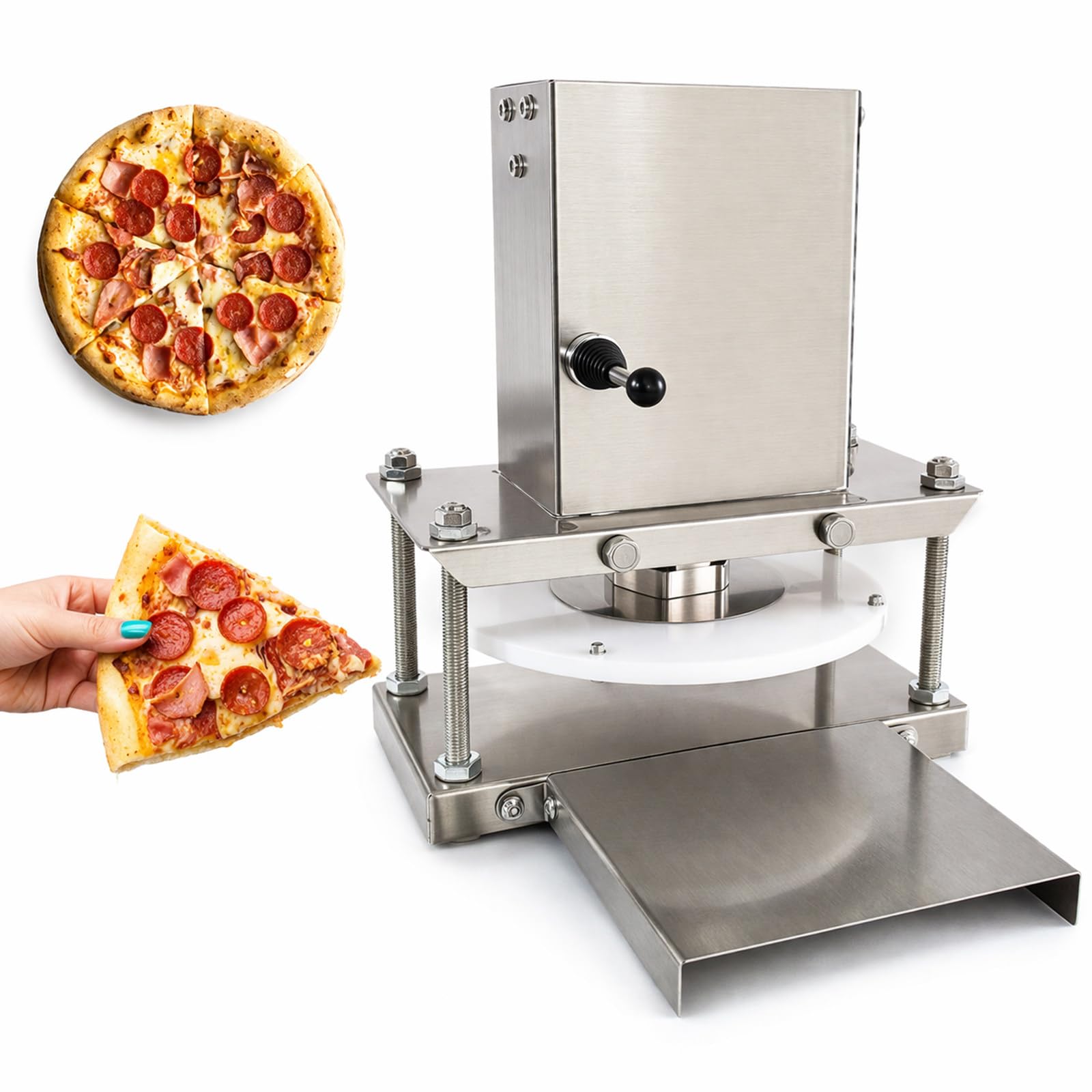 Vollautomatische Teigpresse Elektrisch - Edelstahl Pizza Presse 11,8 Zoll mit Runder Form, Kommerzielle Ausrollmaschine, Einfache Reinigung Dank, für Pizzerien & Haushaltsproduktion