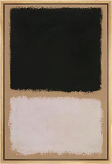 Framed Canvas Print Wall Art Rothko Style 1960s Geometric Color Blocks Abstract Shapes Illustrations Modern Art Decorative Contemporary for Living Room, Bedroom, Office - 16"x24" Natural