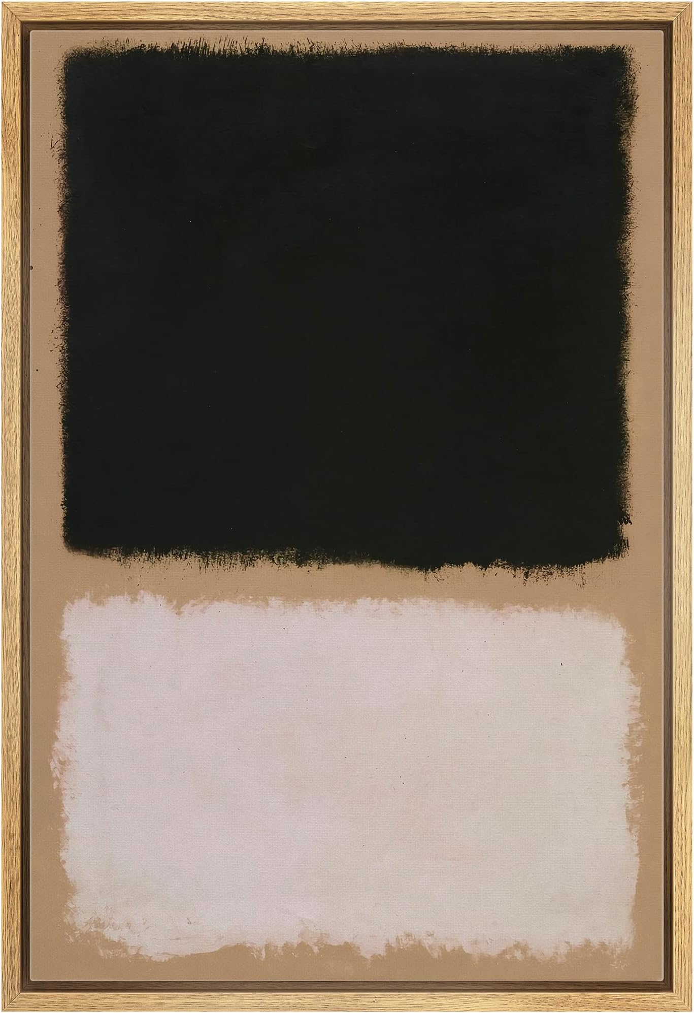 Framed Canvas Print Wall Art Rothko Style 1960s Geometric Color Blocks Abstract Shapes Illustrations Modern Art Decorative Contemporary for Living Room, Bedroom, Office - 16"x24" Natural