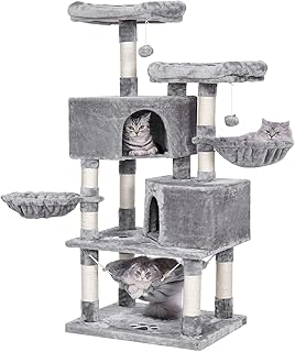 BEWISHOME Multi-Level Cat Tree for Indoor Cats Large Cat Tower Cat Condo with Sisal Scratching Posts, Perches, Houses, Hammock and Baskets, Furniture Kitty Activity Center Kitten Play House MMJ05G