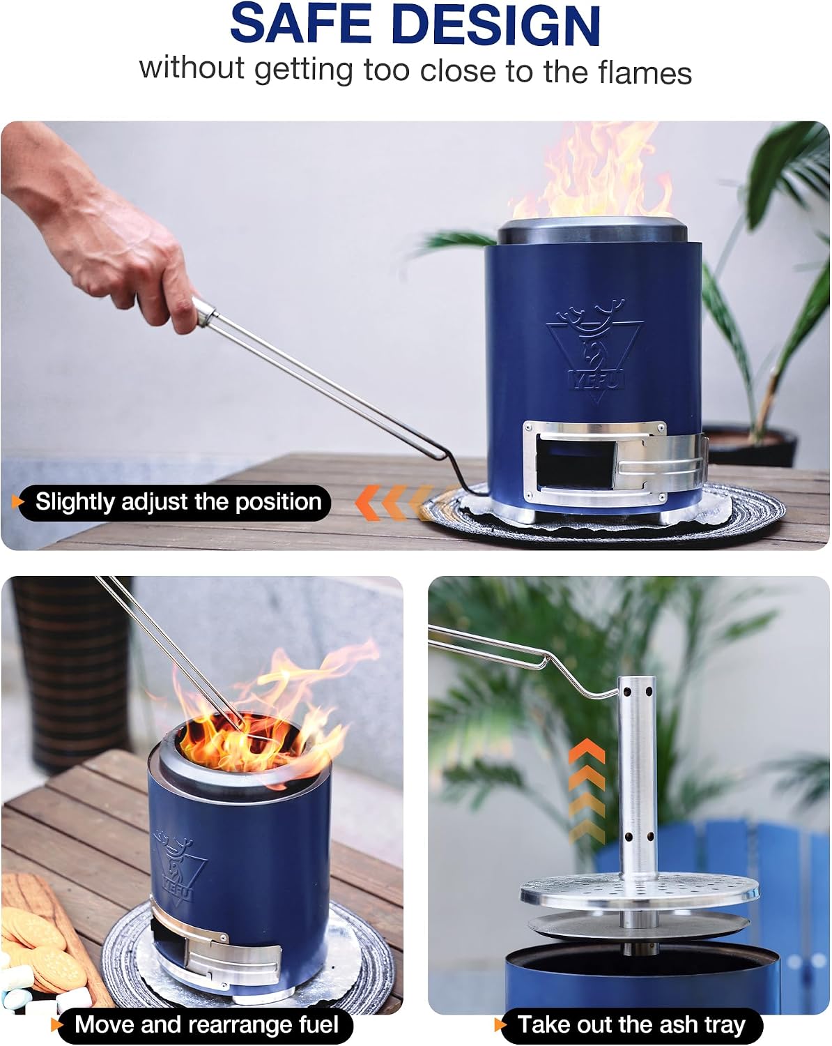 Accessories for Solo Stove Mesa XL: YEFU Portable Accessories for Tabletop Fire Pit Outdoor - 7.3" Lid + 304 Stainless Steel 4 Smores Sticks + 4 Stick Rests + Poker + Pellet Scoop+ Case