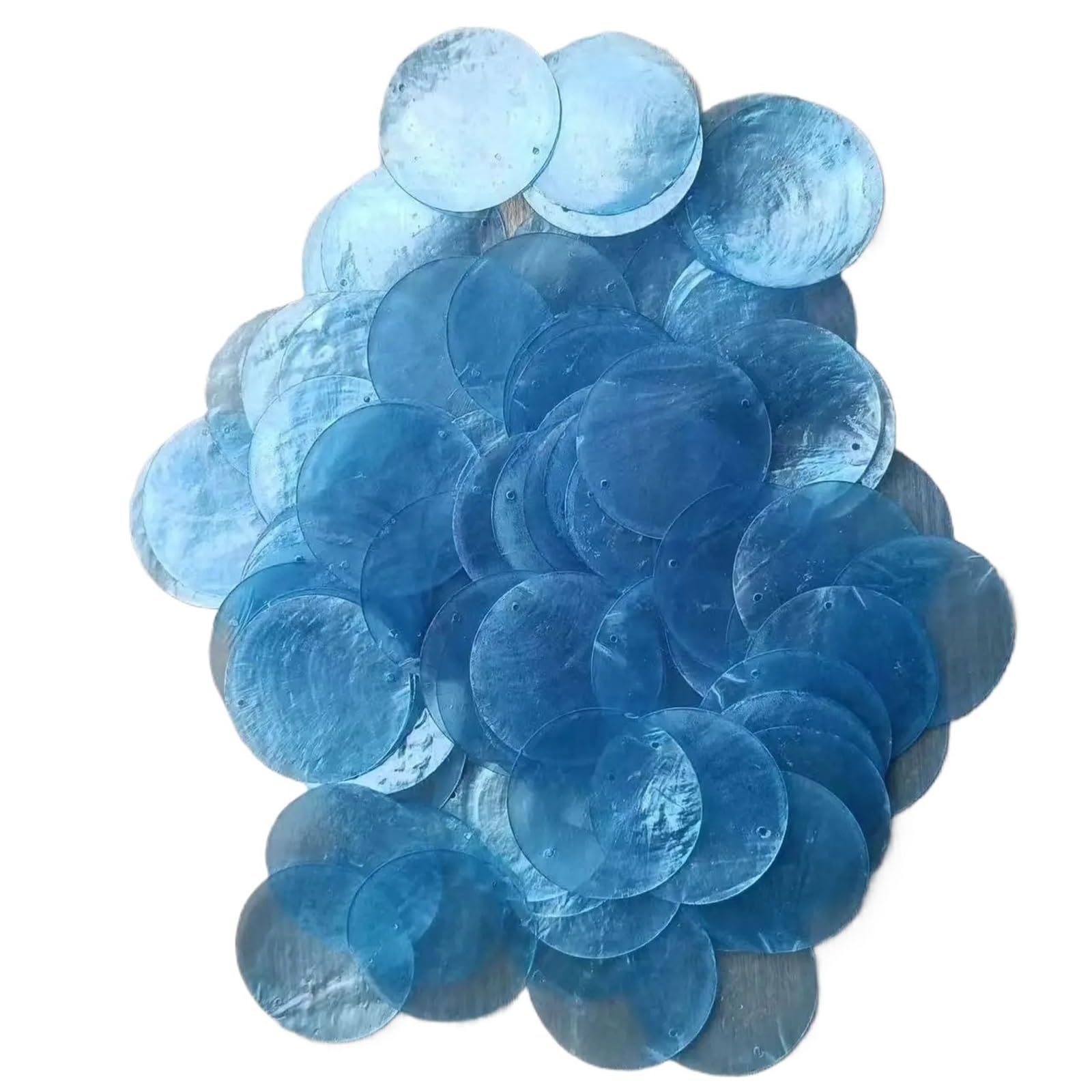 5cm DIY White Shell With Two Holes Sea Bulk Shells For Decor Wind Chimes Crafts Jewellery(Blue 50pcs)