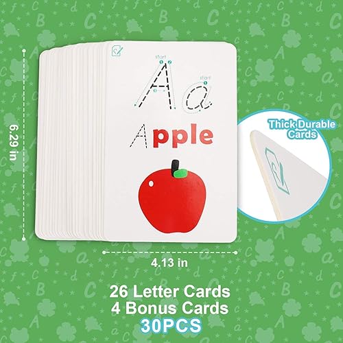 Miniatura 8 de Toy Life - Tarjetas flash para alfabeto de borrado en seco con tarjetas ABC Flash para libro de trabajo de afirmación del alfabeto - Tarjetas flash