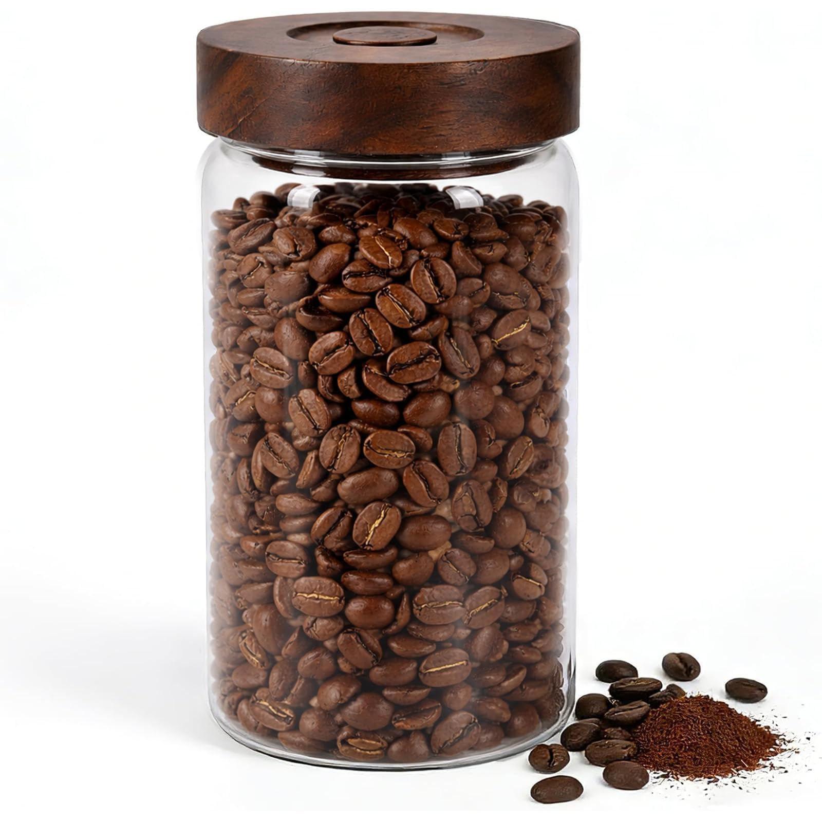 Punorric Airtight Coffee Container - Coffee Storage Jar with One-way Valve Airtight Lid | Clear Plastic Kitchen Food Storage Container for Tea, Flour, Cereal, Sugar, BPA-Free