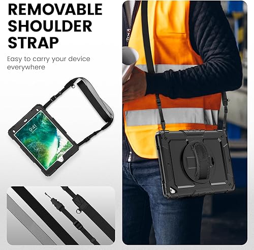 Vista 6 de Timecity - Funda para iPad de 6ª y 5ª generación, 9,7 pulgadas, 2018/2017, con soporte giratorio, silicona, carcasa protectora de PC de repuesto