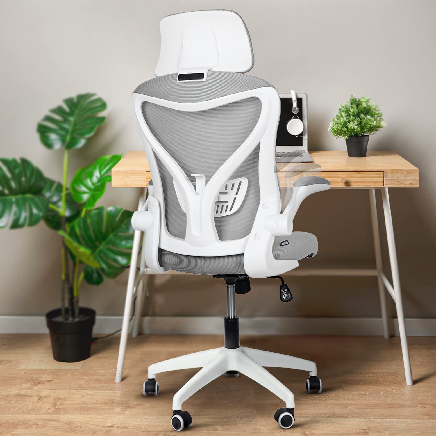 DROGOPremium Ergonomic Office Chair Work from Home, High Back Computer Chair w/Mesh, Flip-up Armrest, Adjustable Seat & Lumbar Support Mesh Chair Office (Marshal Pro Grey), Single Seat(DGC101)