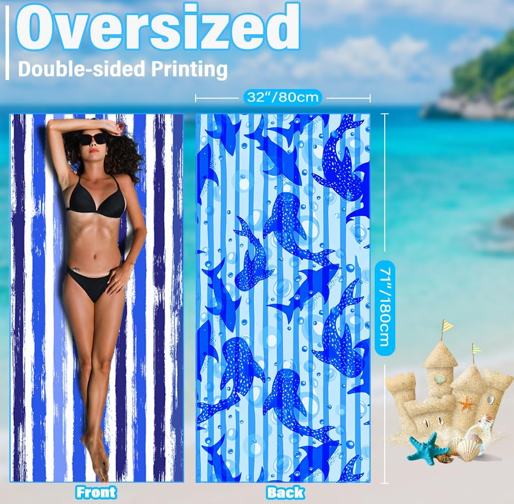 Lightweight Thin Microfiber Beach Towel Sand Free Quick Dry Absorbent Compact Soft Pool Swim Travel Towels Extra Large Oversized Beach Accessories Packable Essentials Stuff Gifts for Adult - Image 3