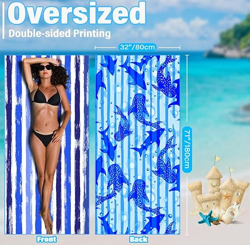 Miniatura 3 de Toalla de playa de microfibra ligera y fina, sin arena, de secado rápido, absorbente, compacta, suave, para piscina, natación, viajes, extra grande,