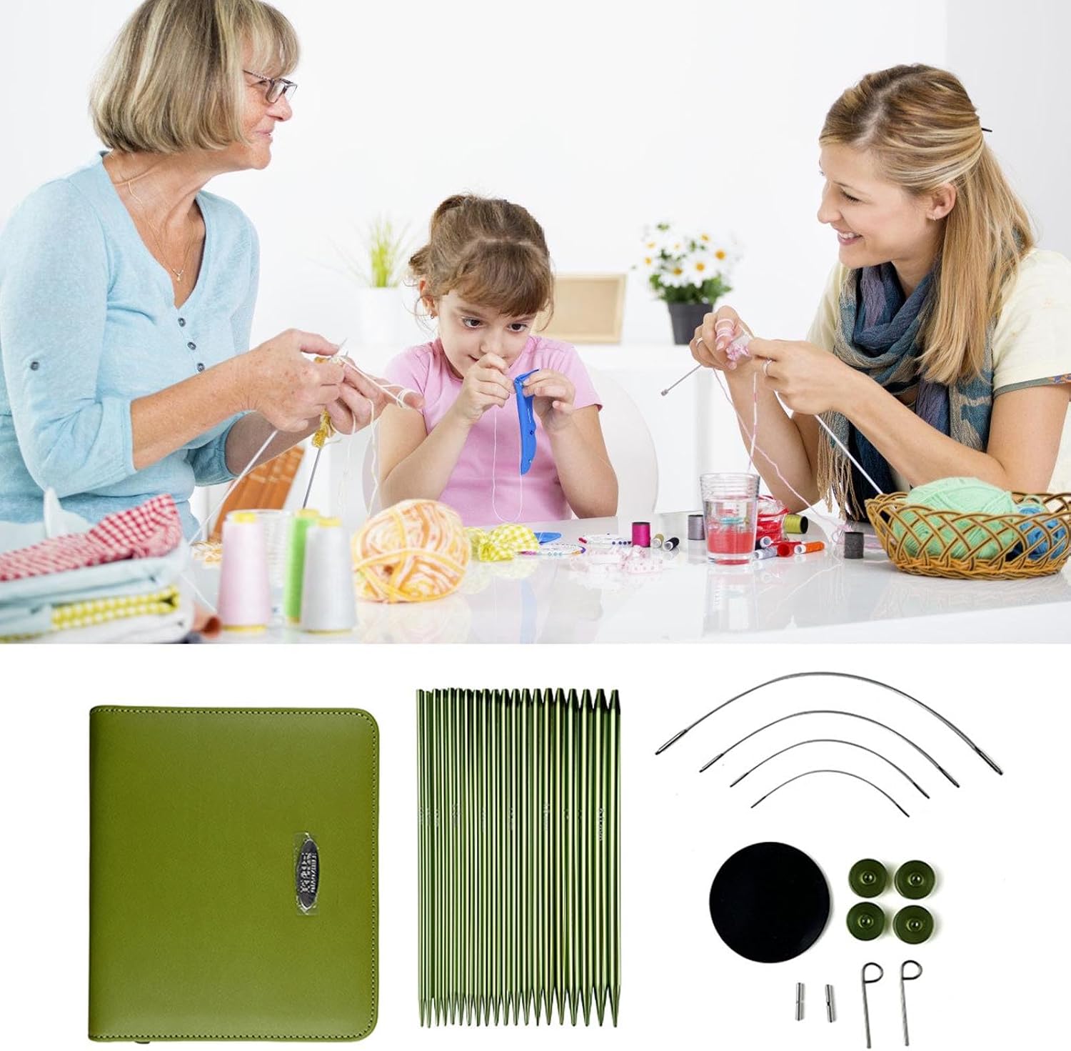 Interchangeable Circular Knitting Needle Set With Case And Accessories Aluminum Round Knitting Needle 2.2mm-5.0mm
