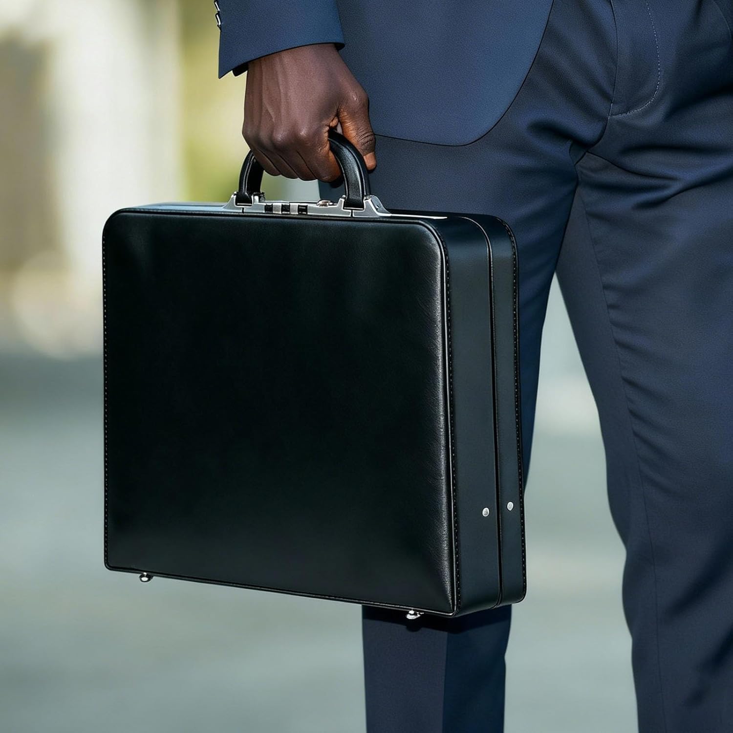 Briefcases for Men, Anti-Theft Longwave Lock Briefcase with 16 Inch Laptop Compartment, Waterproof Faux Leather, Brief Cases Men with Multi File Organizer, Perfect for Office, Travel (Black) - Image 3