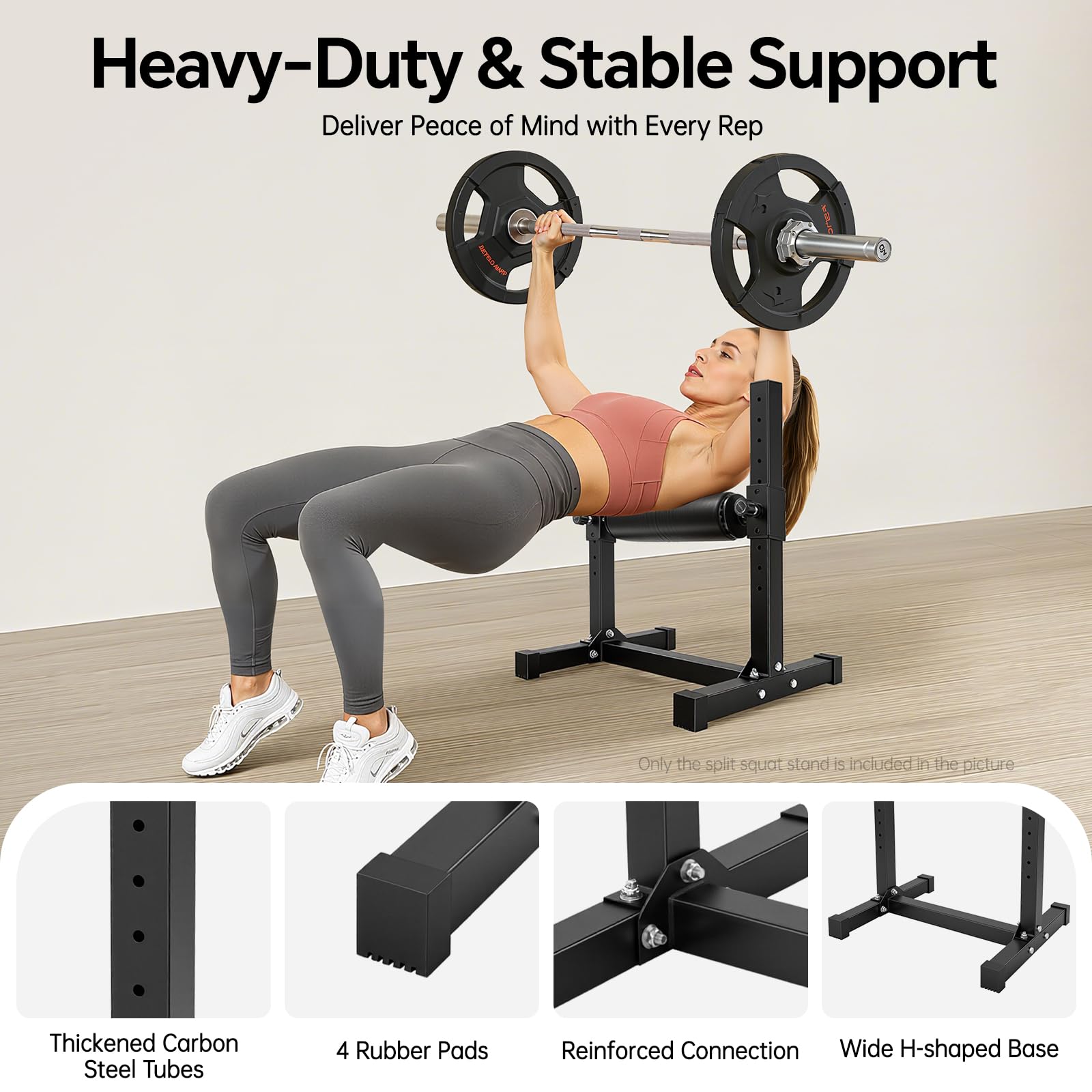 Split Squat Stand, Bulgarian Bag Stand regolabile in altezza, stabile supporto per squat, Easy Assembly, max 200 kg, supporto per squat Unilateral per allenamento delle gambe, Home Gym, allenamento