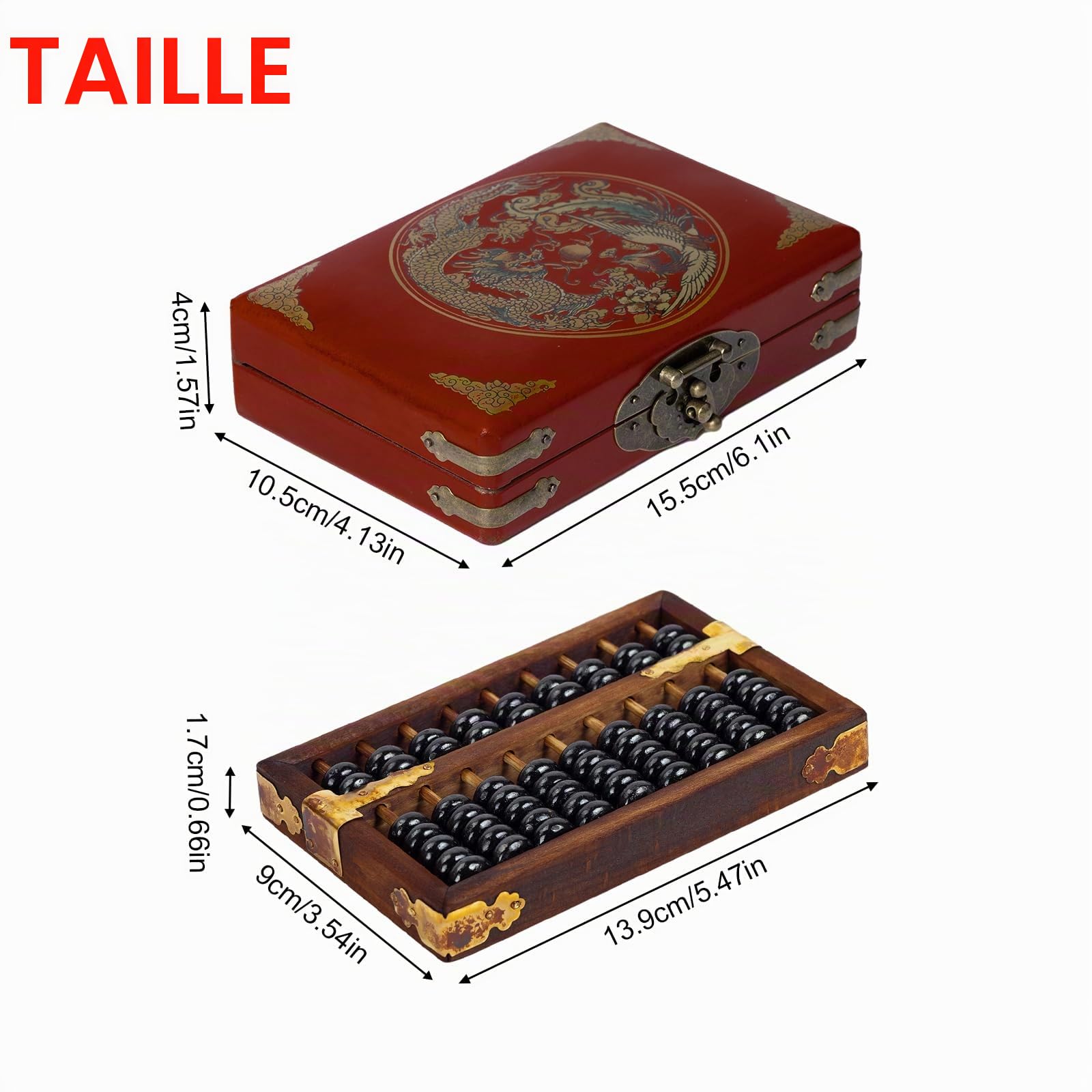 Larcele 9 Chiffres Abacus en Bois Chinois Vintage sp-01