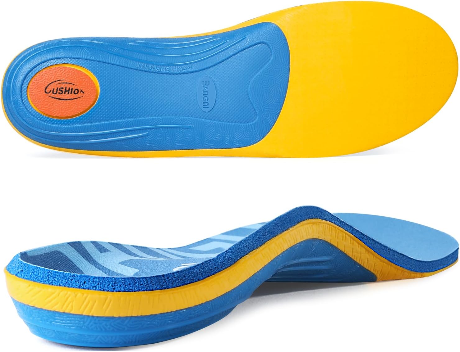 3ANGNI Arch Support Orthotic Insoles for Plantar Fasciitis, 220+lbs Heavy Duty High Arch Flat Feet Orthopedic Inserts, Over-Pronation Foot Pain Insoles for Work Boot Standing All-Day Men Women