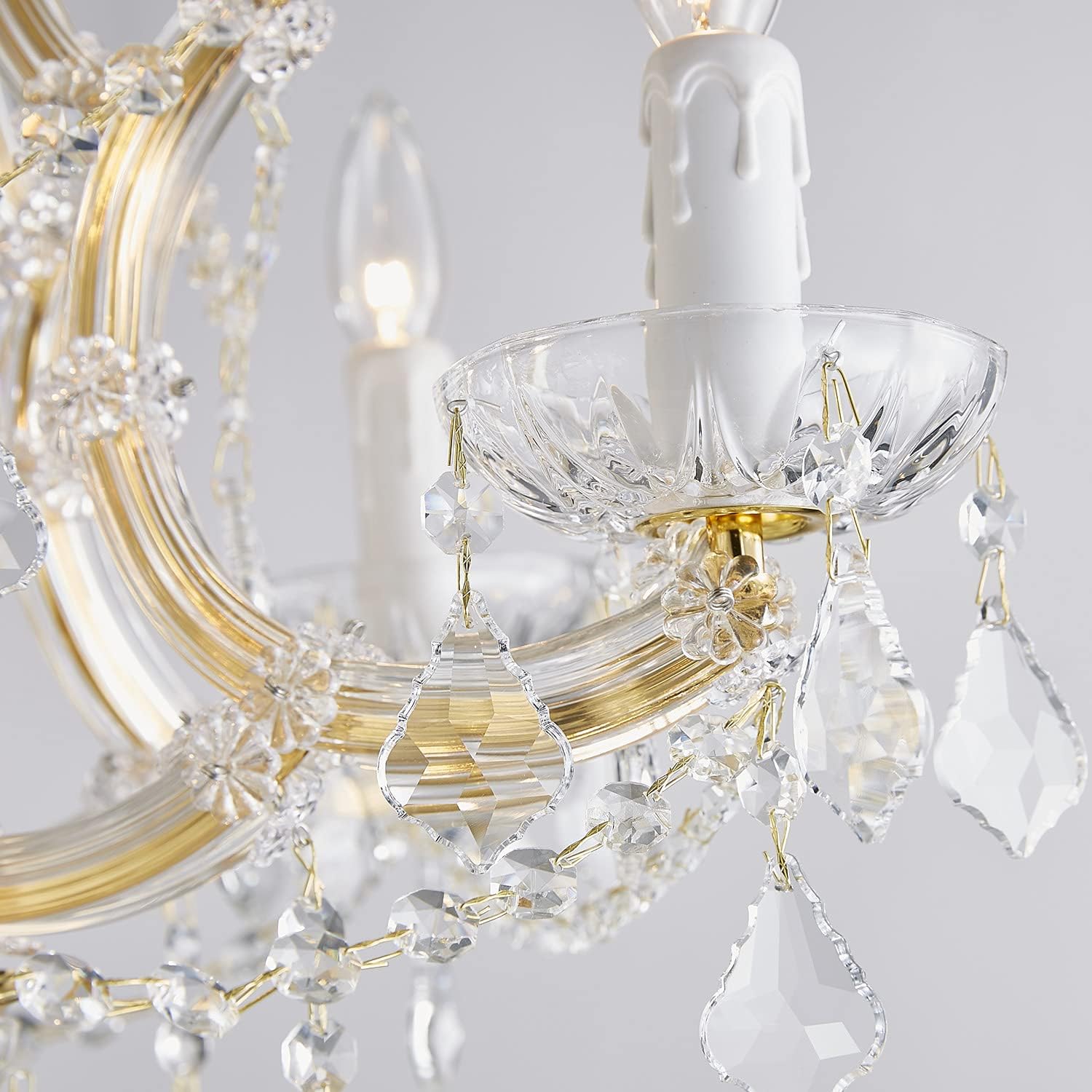Saint Mossi 5-Lights Maria Theresa K9 Crystal Chandelier Light Fixture,Modern Chandelier Gold Chandelier for Bedroom,Dining Room,Living Room,H19 x W19,Chain Adjustable