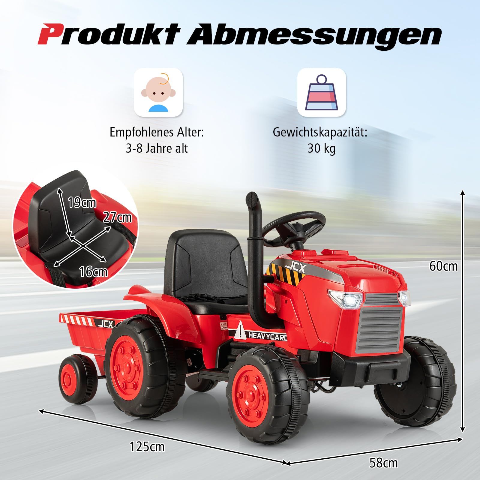 Tractor Pedales GOPLUS Tractor Con Remolque Extrau00edble, Tractor