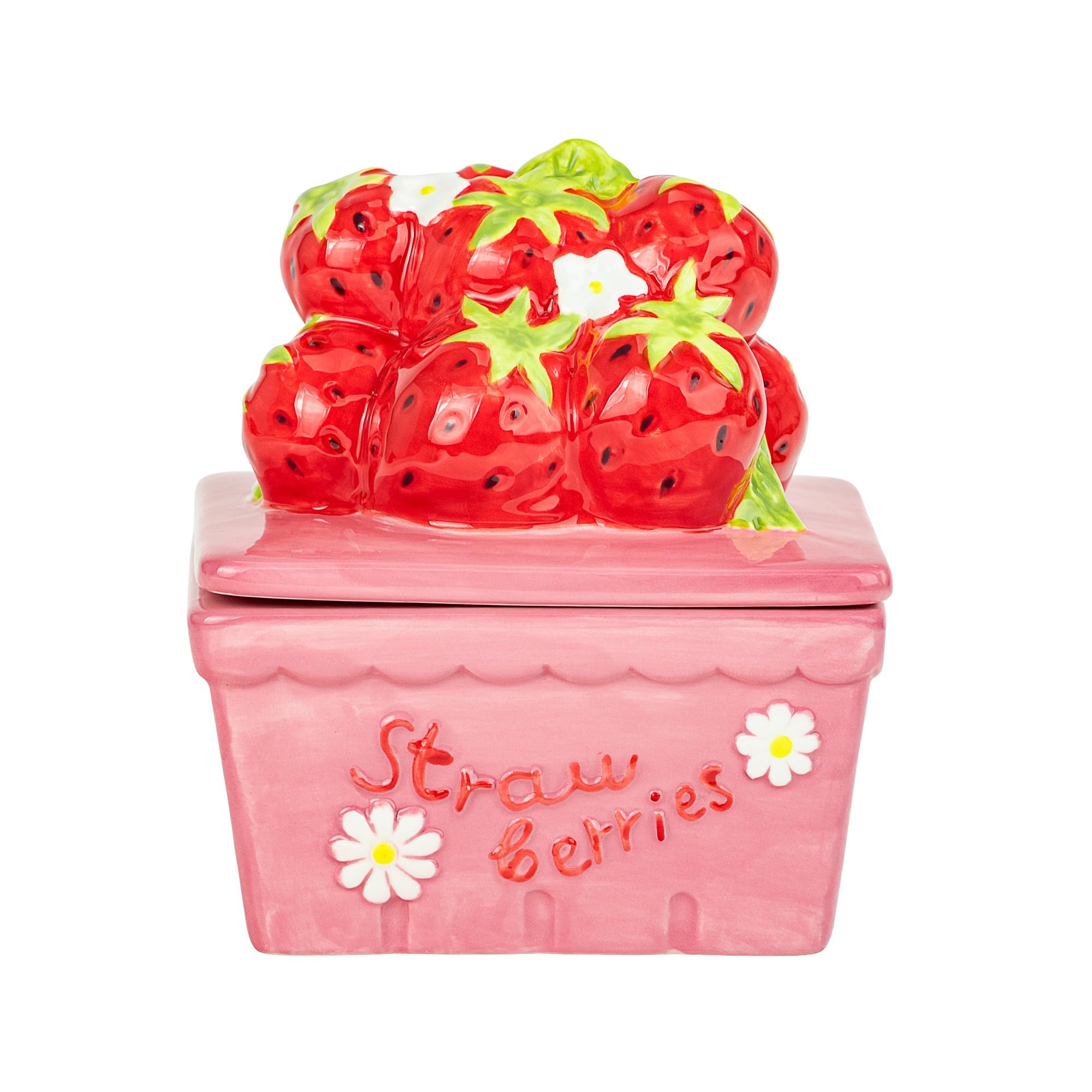 Berry Basket Canister by 10 Strawberry Street – 11.8 fluid_ounces, Dolomite, Pink Berry Basket, Model SBRY-CAN
