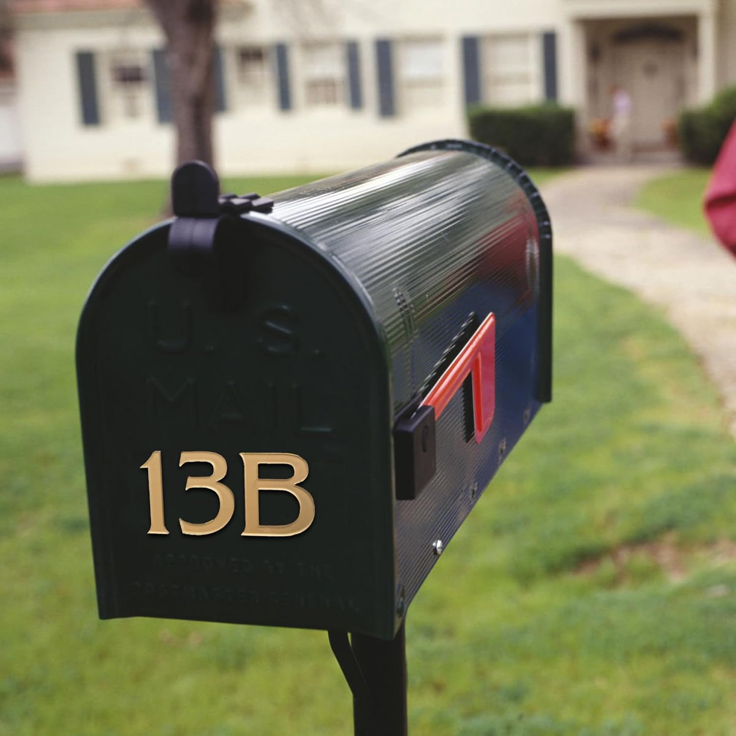 HASWARE 4-Inch Self-Adhesive House Number - Waterproof and Weather-Resistant - Easy Installation for Home Mailbox Post Door (Gold, 9)