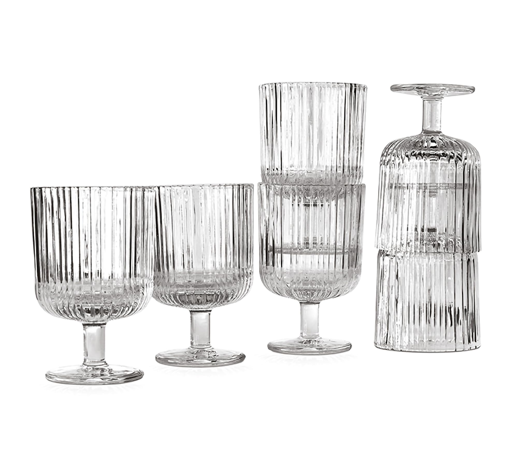 Foodesign FD-322 Set of 6 Stackable Clear Glass Water Wine Glasses 250ml