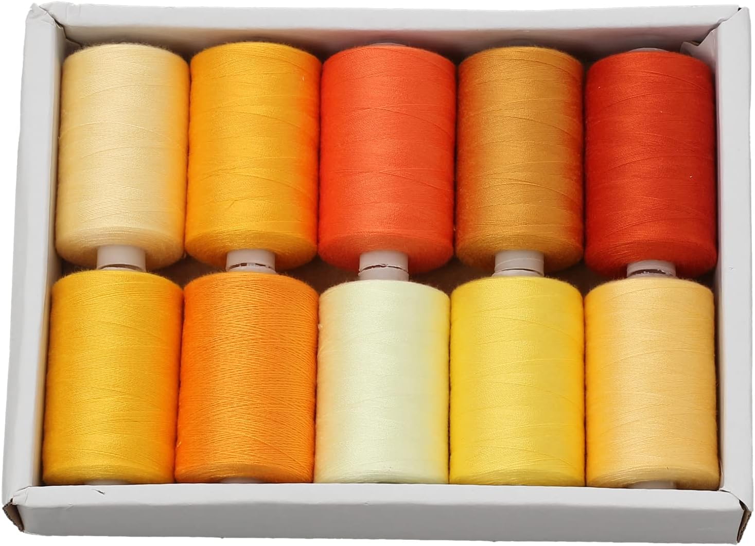Sewing Thread, Yellow Type, No. 60, 10 Piece Set, 1000 Yards/Roll, Value Spun Yarn, For Normal Grounds, Household Thread, Orange Color, Polyester Sewing Thread, Hand Sewing, Industrial