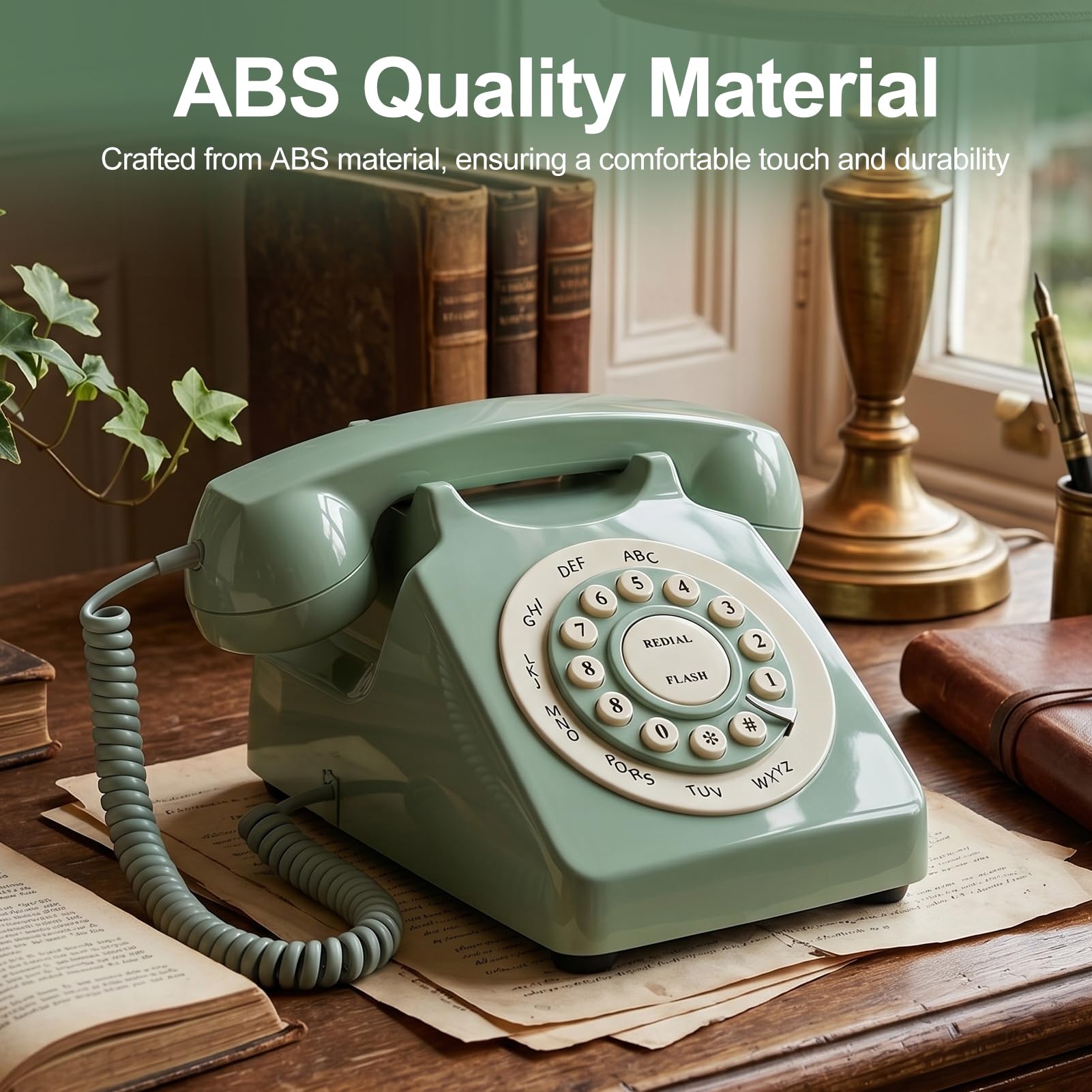 Telefono Vintage Europeo Antico, Telefono Fisso Verde con Grandi Tasti Trasparenti e qualità delle Chiamate Ad Alta Definizione, Ideale per Casa e ufficio.