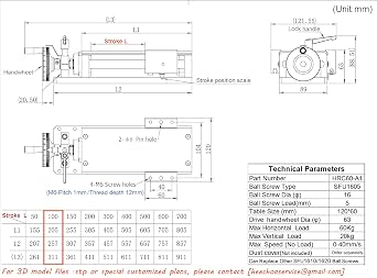 Linear Stage Actuator 100mm Ballscrew 1605 Double Optical Axis Linear Rail Guide Manual Slide Stage C7 with Ruler for CNC Router Z-axis