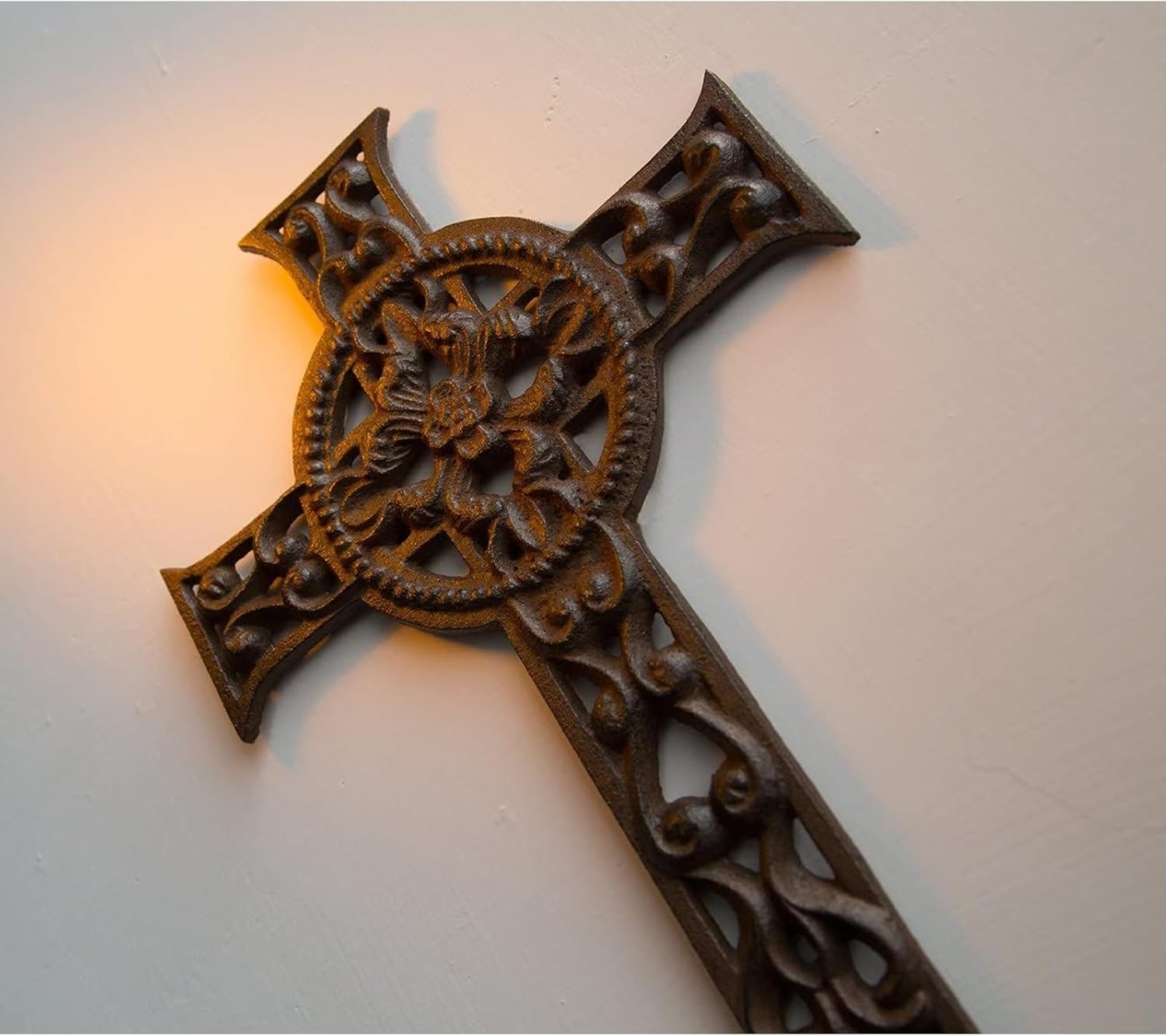 Juvale Decorative Crosses Wall Decor - 11.5 x 7.7 in, Dark Bronze, Rustic Cast Iron Garden Cross - Christian Wall Art & Heavy Metal Gothic Crucifix