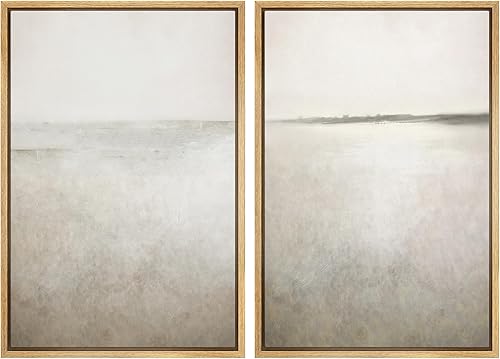 IDEA4WALL Lienzo enmarcado para pared, juego de arte abstracto con olas del océano sepia, paisaje de playa, naturaleza, desierto, ilustraciones