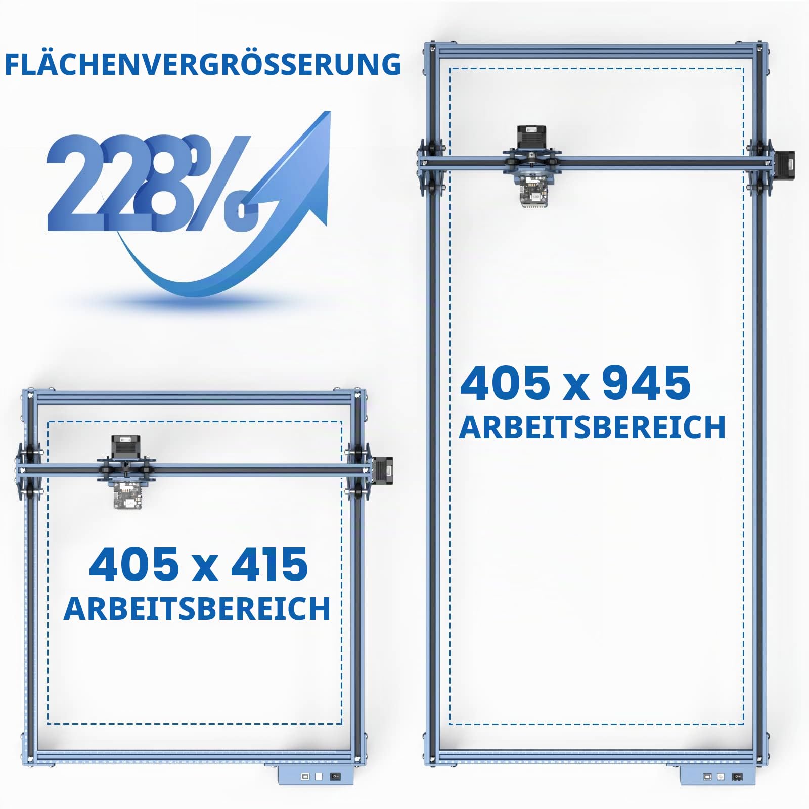 SCULPFUN S9 Erweiterung, Y-Achsen-Erweiterungs kit, Gravur Bereich-Erweiterungskit für SCULPFUN S9 Laser Graviermaschine, Erweiterter Riesiger Gravurbereich auf 405 x 945 mm
