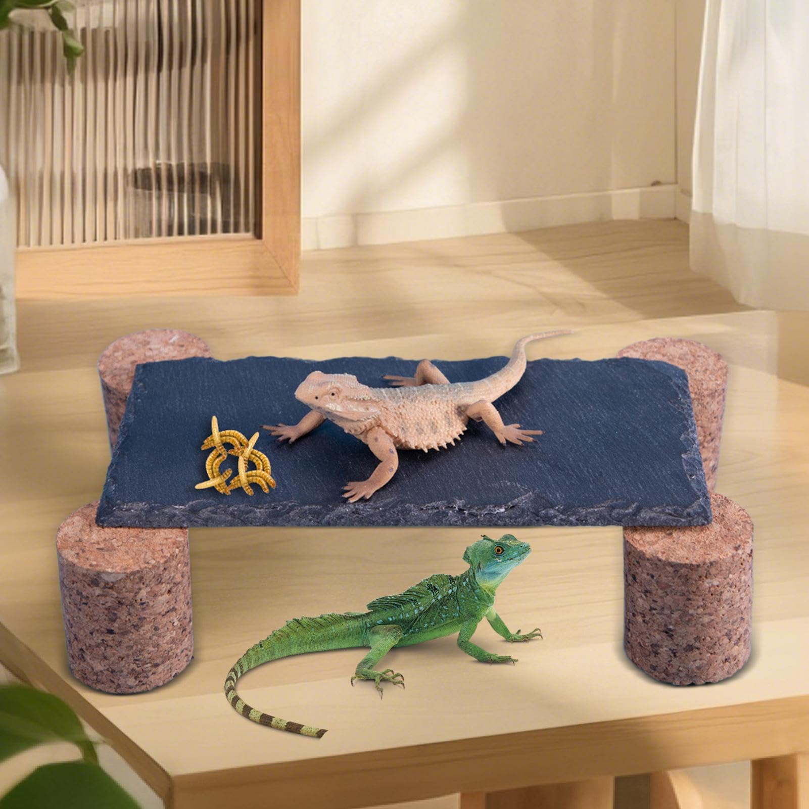 Sonnenbadestein für Reptilien, Heizstein für Schildkröten mit Erdspieß – Natürlicher Lebensraum gegen Feuchtigkeit mit Klettern für Süßwasseraquarium und Terrarium