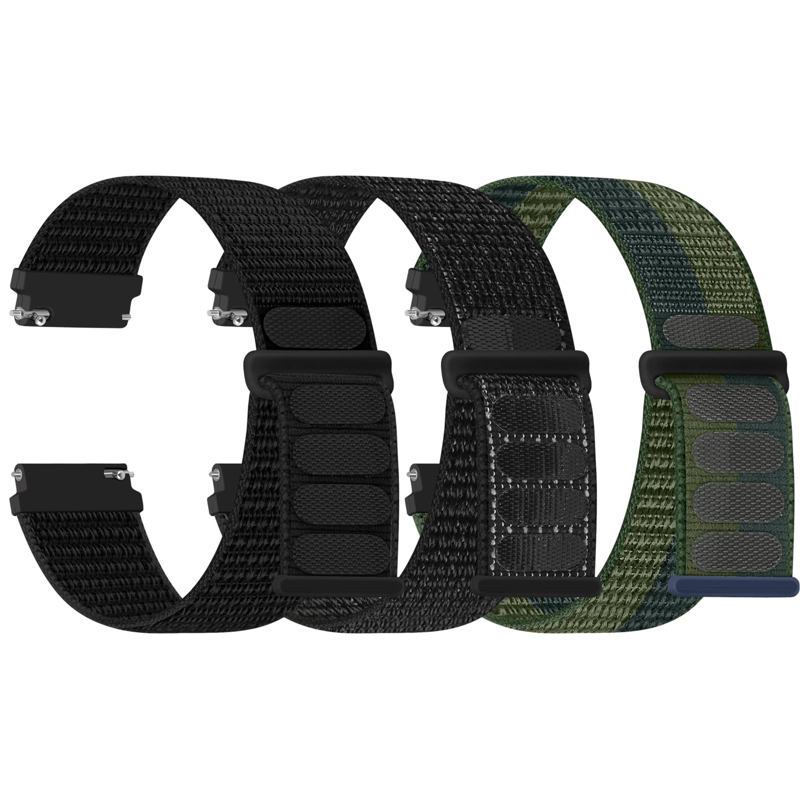 TumpCez Nylon Uhrenarmbänder,16mm 18mm 20mm 22mm Schnellverschluss Armband Fabric Aatmungsaktive Gewebte Verstellbare Ersatzband Sport Ersatzarmband für Herren Damen(3 Stück)