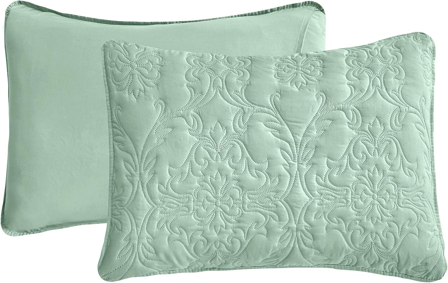 Sophia and William 3 Pieces Quilt Set Queen/Full Size with 1 Quilt and 2 Pillow Shams, Reversible Microfiber Bedding Bedspread Coverlet Set, Cozy, Lightweight and Hypoallergenic, Sage