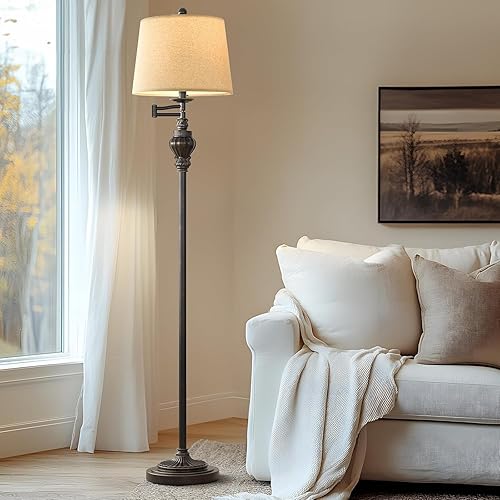 Miniatura 2 de Lámpara de pie vintage de 61 pulgadas con brazo oscilante ajustable de 350, lámpara de pie para dormitorio, sala de estar, mesita de noche, mesita