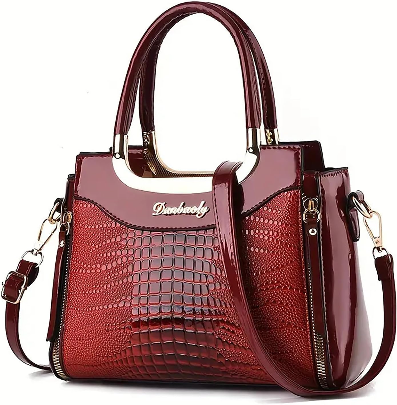 PORT&LOTUS Small Top Handle Crossbody Purses for Women Crocodile Pattern Shoulder Bags for Women