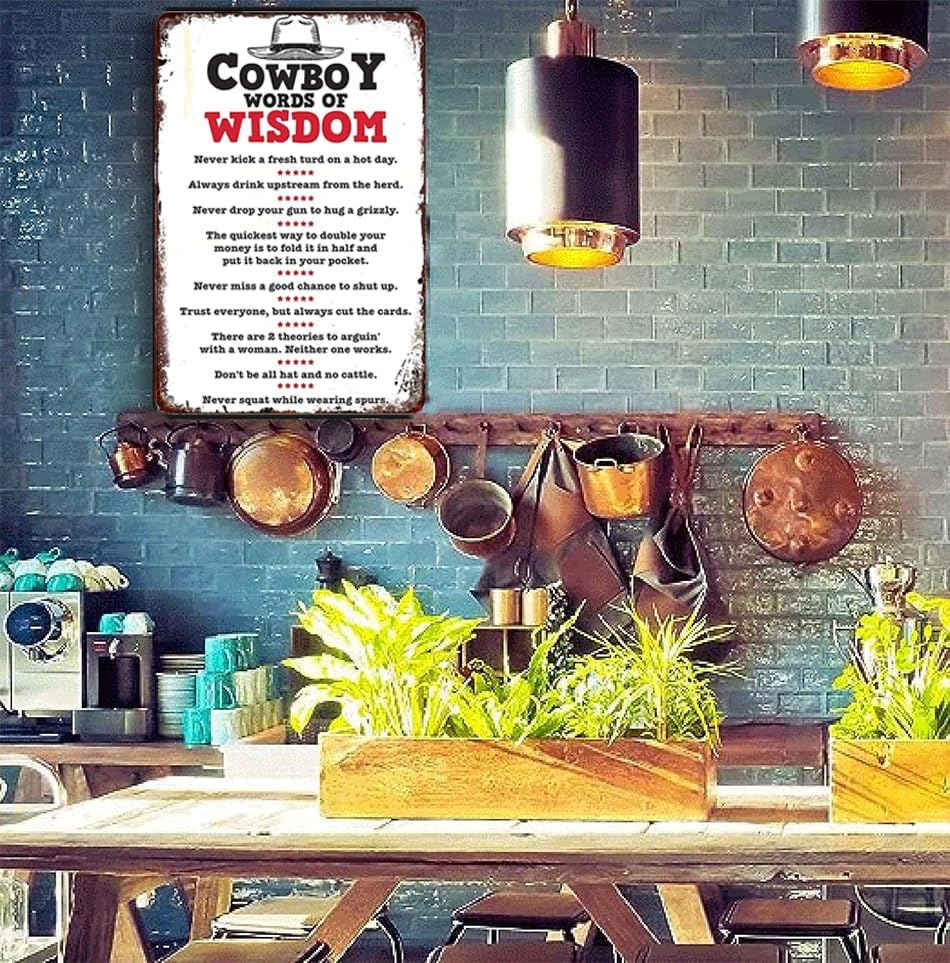 Miniatura 5 de Letrero de vaquero con palabras de sabiduría divertidas, arte occidental, arte retro, hogar, bar, restaurante, cafetería, jardín, garaje, decoración
